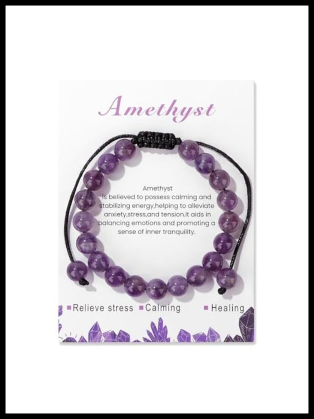 8mm Natural Stone Crystal Beaded Bracelet Adjustable Handmade Healing Jewelry